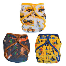 Load image into Gallery viewer, all in one cloth diapers construction forest animals tools prints